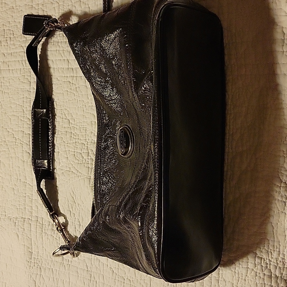 Coach black purse see pictures nice hardware a couple scuffs